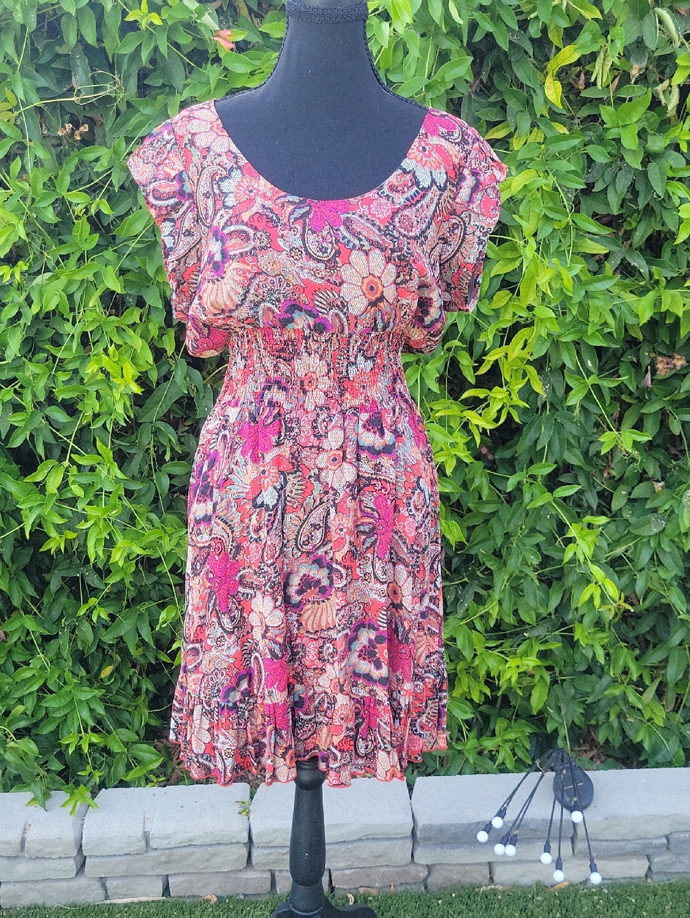 American Rag Pink Floral Paisley Floral Mini Dress XL